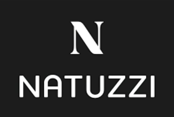 Logo of Natuzzi featuring a stylized letter "N" and the brand name below.